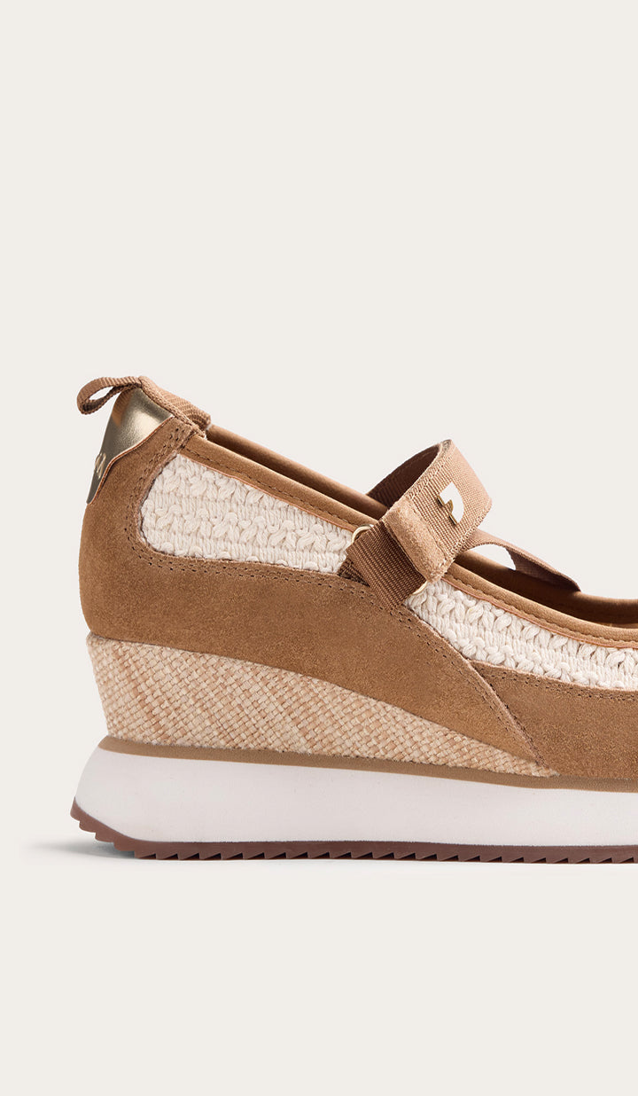 アンソニーキャセイ　ゴールデンブロッサム8/10 LEATHER AND MESH OPEN WEDGE SNEAKERS TARLAC