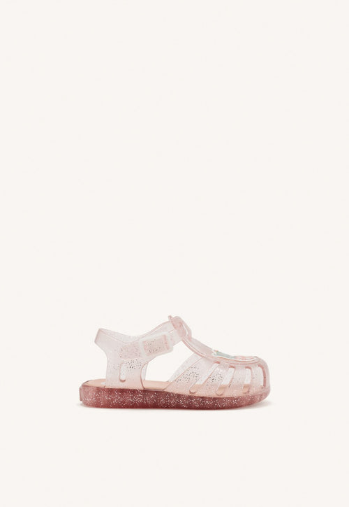 PINK CRAB SHOES WITH GLITTER AND TEDDY BEAR PATCH FOR BABY NEWBERG