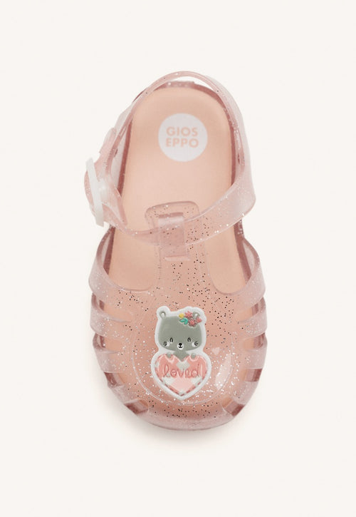 PINK CRAB SHOES WITH GLITTER AND TEDDY BEAR PATCH FOR BABY NEWBERG