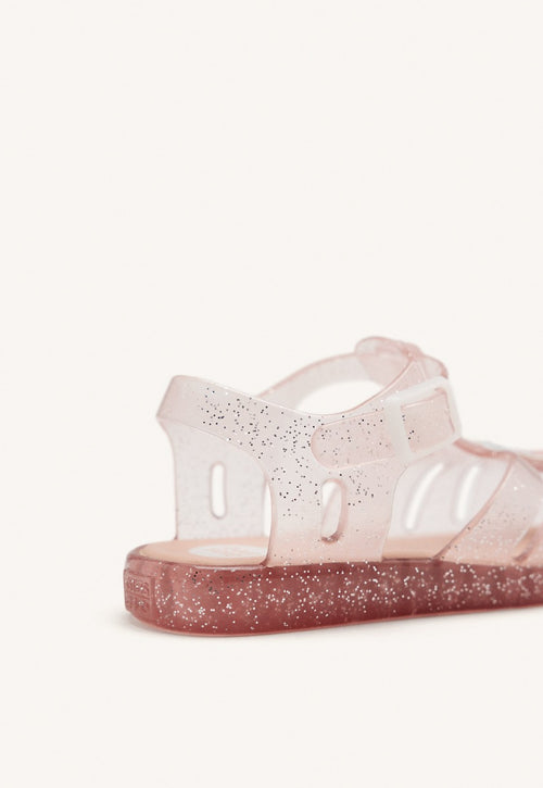 PINK CRAB SHOES WITH GLITTER AND TEDDY BEAR PATCH FOR BABY NEWBERG