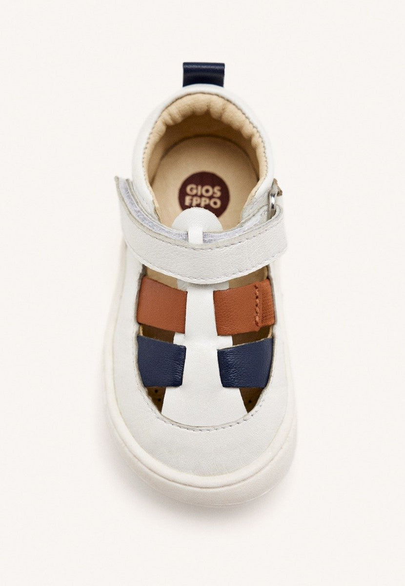 WHITE CRAB-STYLE SANDALS WITH COLOR ACCENTS AND ADJUSTABLE CLOSURES FOR BABIES POREC