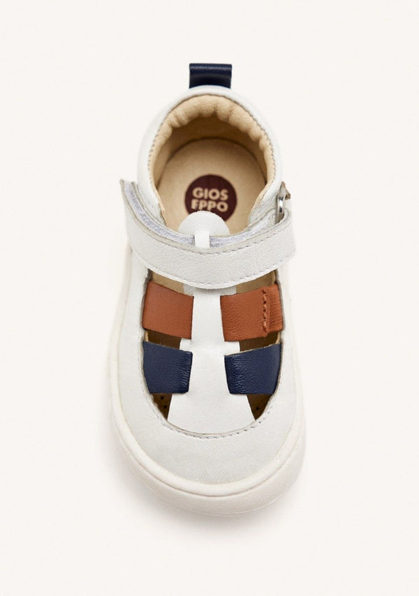 WHITE CRAB-STYLE SANDALS WITH COLOR ACCENTS AND ADJUSTABLE CLOSURES FOR BABIES POREC