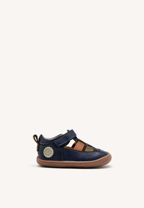NAVY BLUE CRAB-STYLE SANDALS WITH COLOR ACCENTS AND ADJUSTABLE CLOSURES FOR BABIES POREC