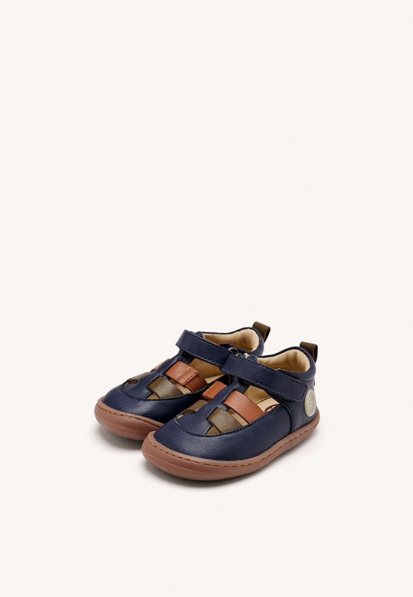 NAVY BLUE CRAB-STYLE SANDALS WITH COLOR ACCENTS AND ADJUSTABLE CLOSURES FOR BABIES POREC
