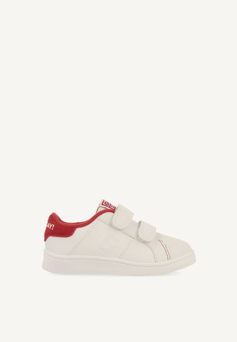 SNEAKERS COLEGIALES BLANCAS CON DETALLE EN ROSA Y DOBLE CIERRE AJUSTABLE VOLSK