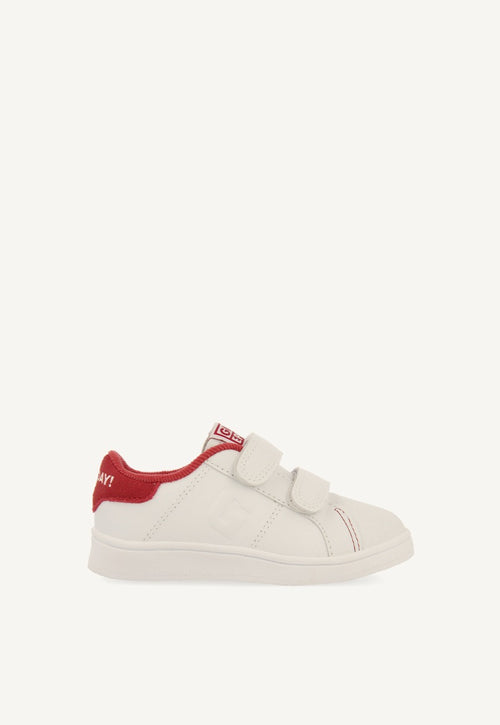 WHITE SCHOOL SNEAKERS WITH PINK DETAIL AND DOUBLE ADJUSTABLE CLOSURE VOLSK
