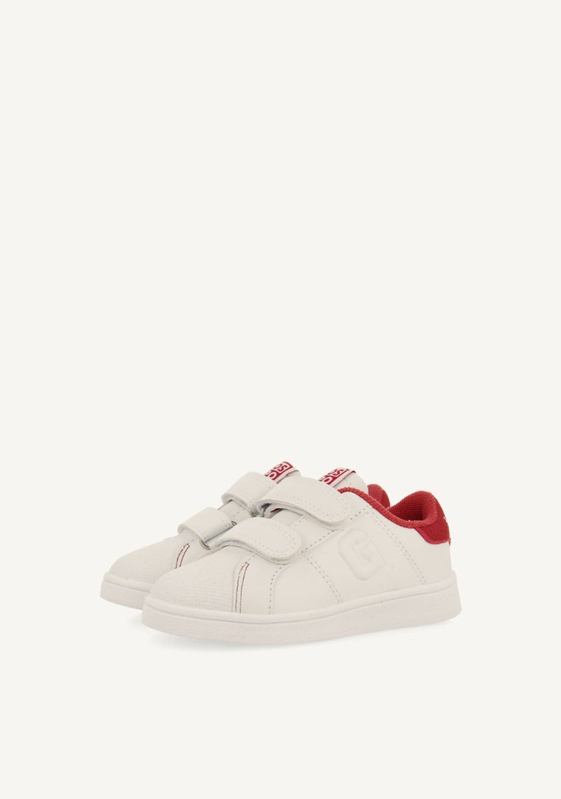 SNEAKERS COLEGIALES BLANCAS CON DETALLE EN ROSA Y DOBLE CIERRE AJUSTABLE VOLSK
