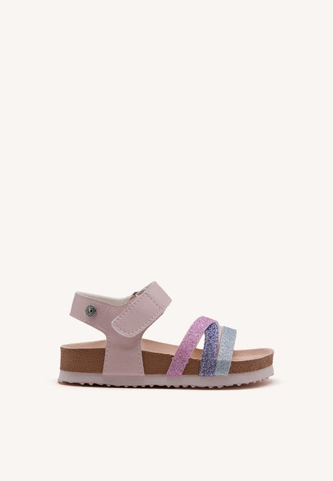 BIO PINK GLITTER SOLE FLIP-FLOPS WITH CROSS STRAPS FOR GIRL AND BOY CAROLINA