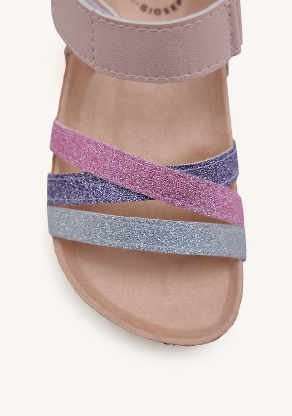 BIO PINK GLITTER SOLE FLIP-FLOPS WITH CROSS STRAPS FOR GIRL AND BOY CAROLINA