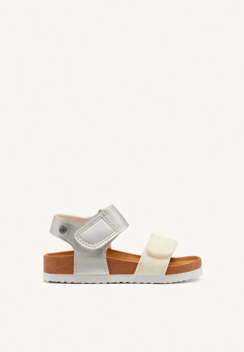 WHITE AND SILVER BIO SOLE FLIP-FLOPS WITH GLITTER FOR GIRL AND BOY ANGWING