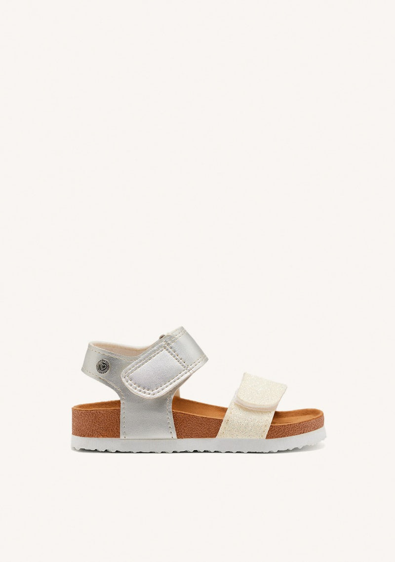 WHITE AND SILVER BIO SOLE FLIP-FLOPS WITH GLITTER FOR GIRL AND BOY ANGWING