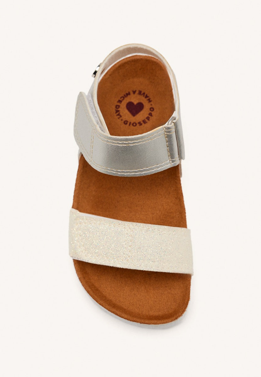 WHITE AND SILVER BIO SOLE FLIP-FLOPS WITH GLITTER FOR GIRL AND BOY ANGWING
