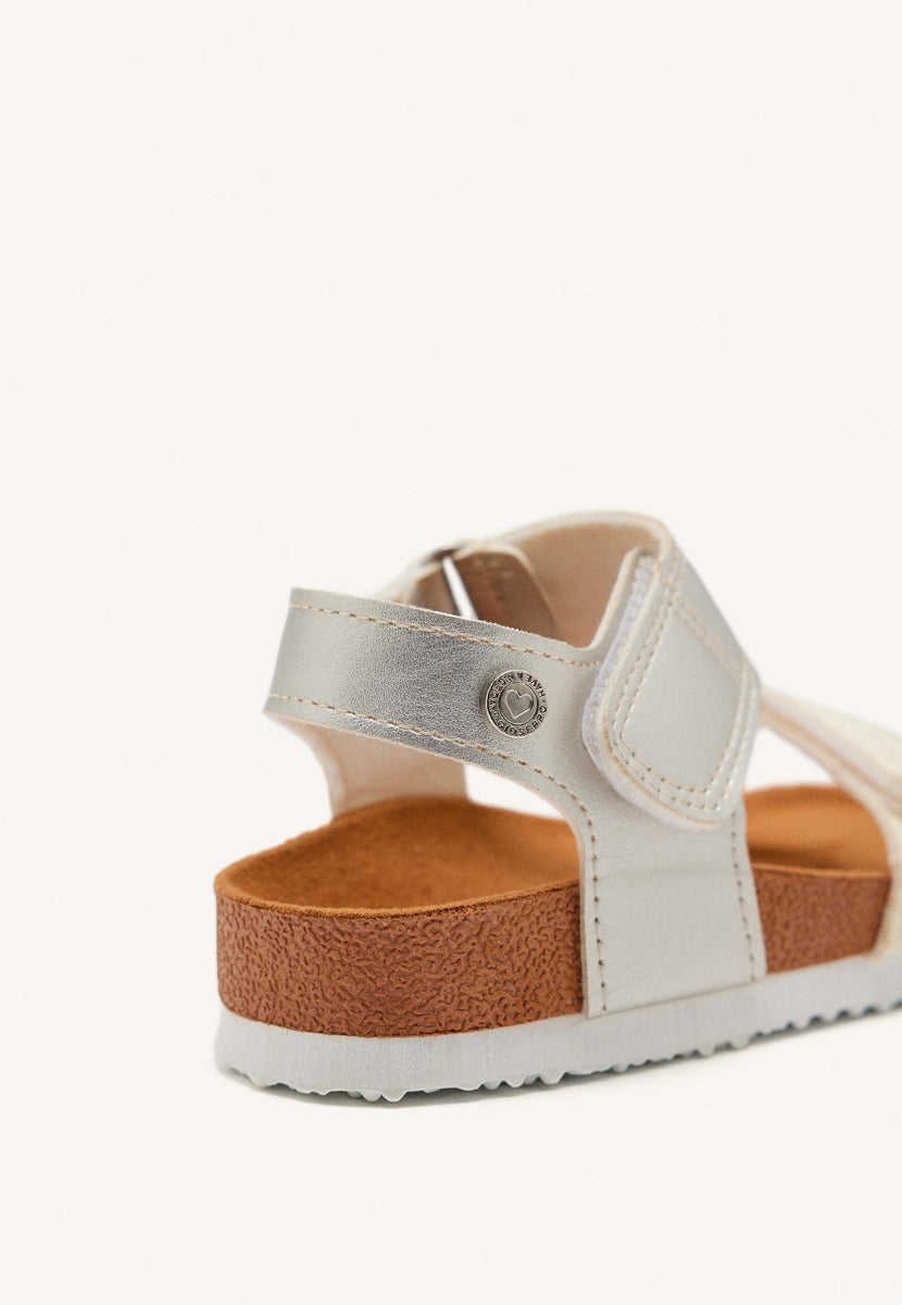 WHITE AND SILVER BIO SOLE FLIP-FLOPS WITH GLITTER FOR GIRL AND BOY ANGWING