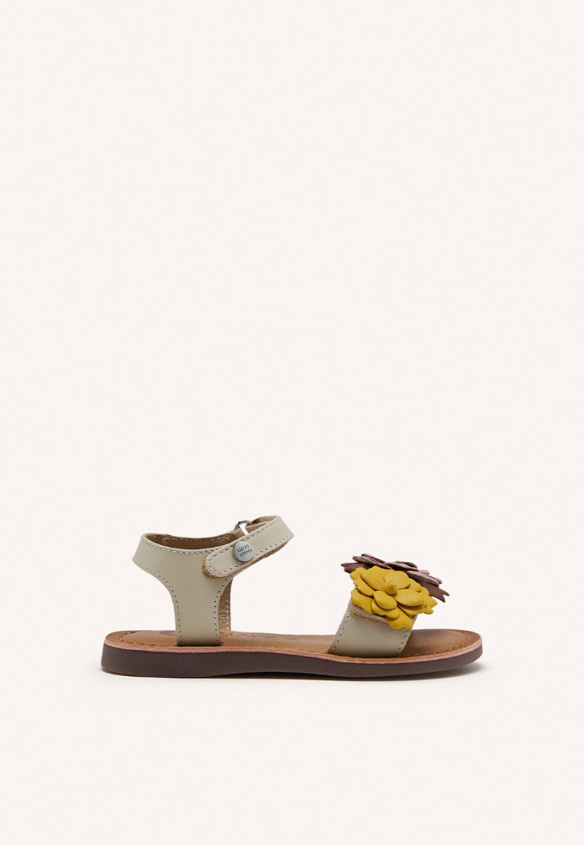 MULTICOLOR LEATHER SANDALS WITH FLOWER EMBELLISHMENT FOR GIRL AND BOY SHEGAN