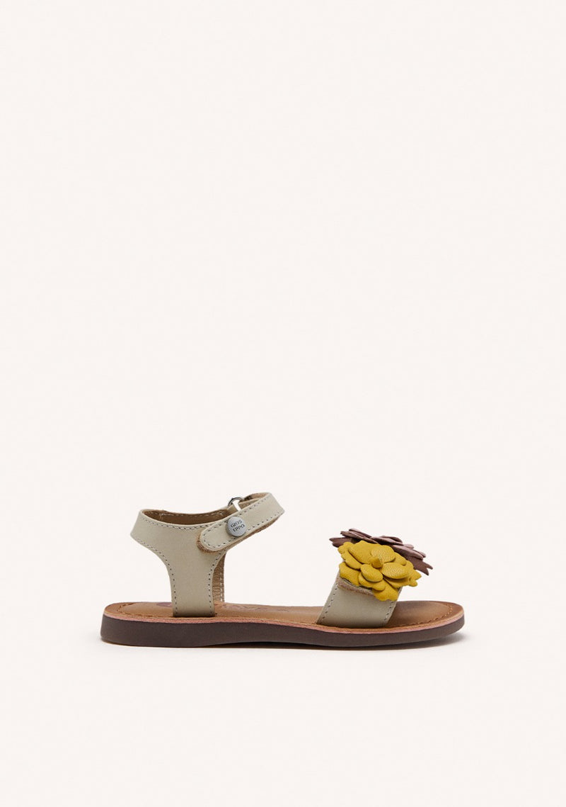 MULTICOLOR LEATHER SANDALS WITH FLOWER EMBELLISHMENT FOR GIRL AND BOY SHEGAN