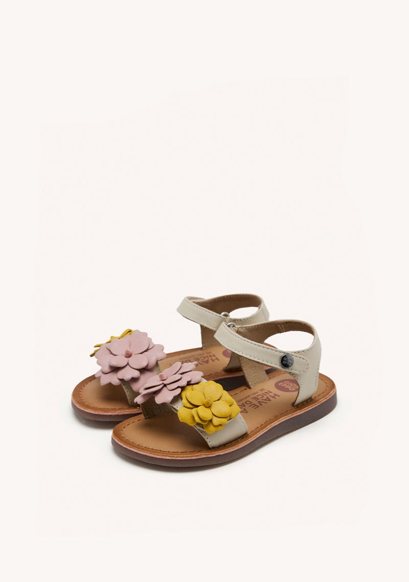 MULTICOLOR LEATHER SANDALS WITH FLOWER EMBELLISHMENT FOR GIRL AND BOY SHEGAN