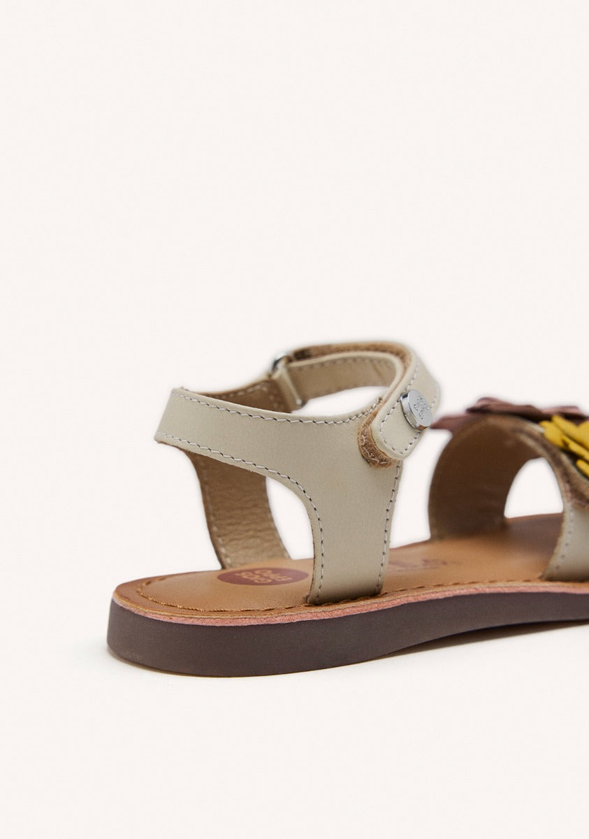 SANDALIAS MULTICOLOR DE PIEL CON ADORNO DE FLORES PARA NIÑA Y NIÑO SHEGAN