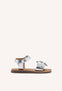 SILVER LEATHER SANDALS WITH FLOWER EMBELLISHMENT FOR GIRL AND BOY SHEGAN