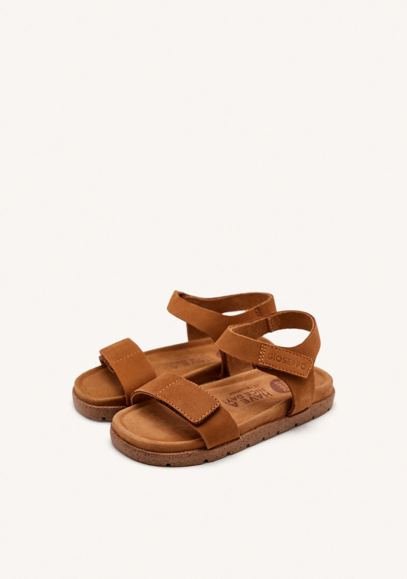 SANDALIAS COLOR CUERO DE PIEL CON CIERRES AJUSTABLES Y PLANTA TIPO BIO PARA NIÑO Y NIÑA BUDE