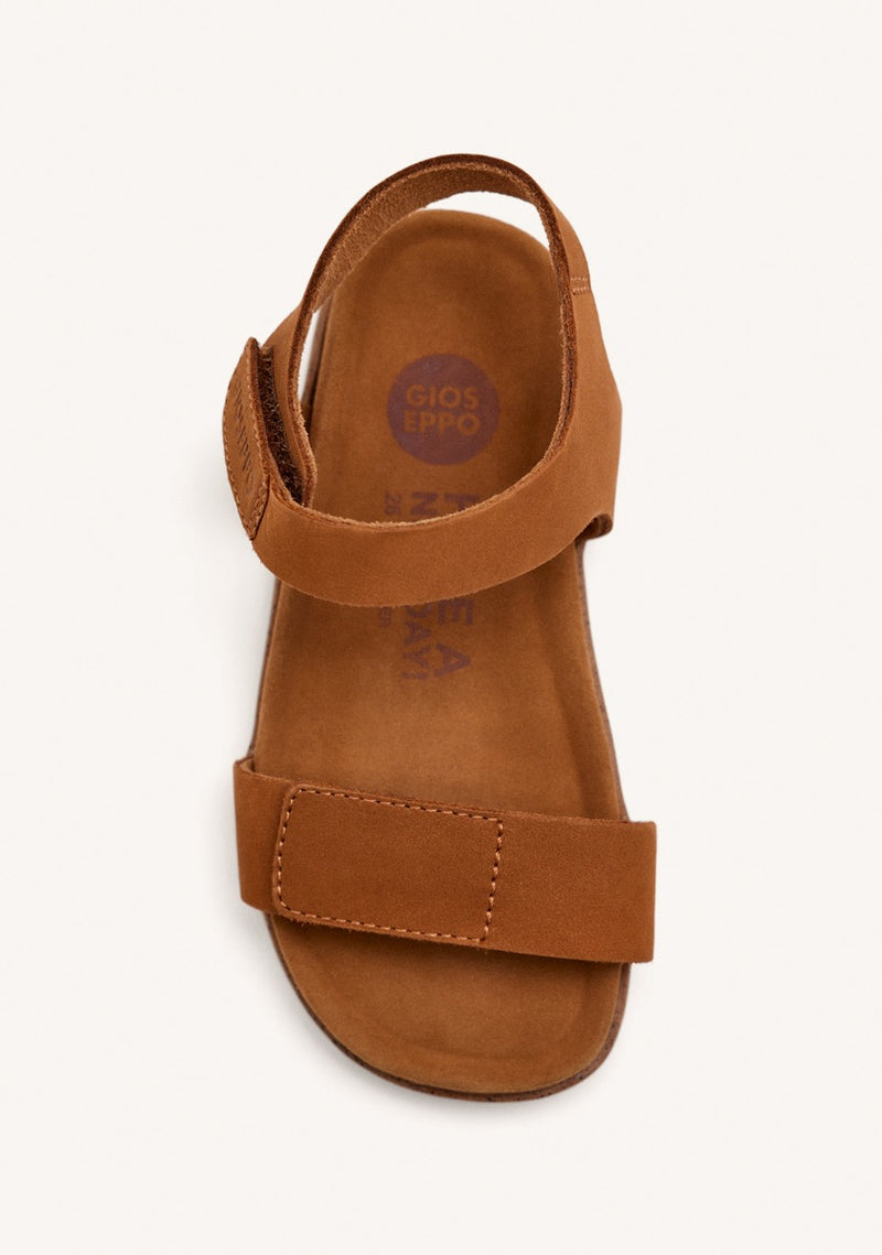 SANDALIAS COLOR CUERO DE PIEL CON CIERRES AJUSTABLES Y PLANTA TIPO BIO PARA NIÑO Y NIÑA BUDE