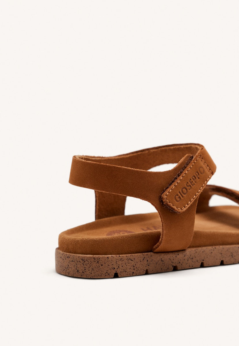 LEATHER COLOR SANDALS WITH ADJUSTABLE CLOSURES AND BIO-TYPE SOLE FOR BOYS AND GIRLS BUDE