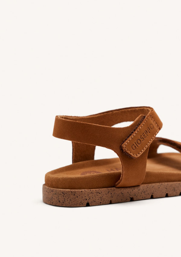 SANDALIAS COLOR CUERO DE PIEL CON CIERRES AJUSTABLES Y PLANTA TIPO BIO PARA NIÑO Y NIÑA BUDE