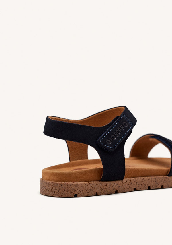 SANDALIAS EN AZUL MARINO DE PIEL CON CIERRES AJUSTABLES Y PLANTA TIPO BIO PARA NIÑO Y NIÑA BUDE
