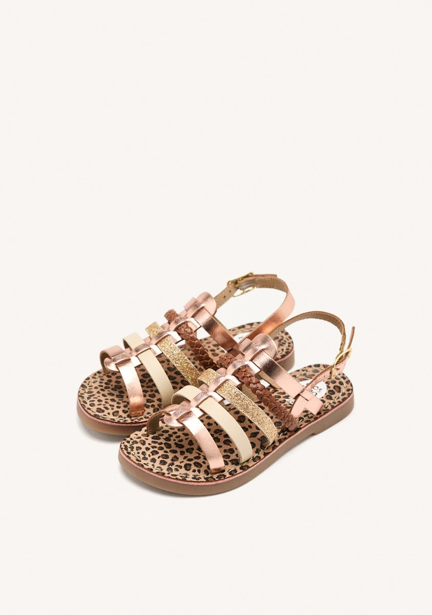 METALLIC LEATHER ROMAN SANDALS HARWICH