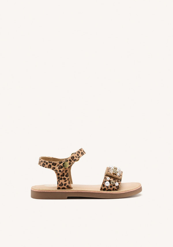 LEATHER SANDALS LEOPARD AND PEARL SKANAWAN