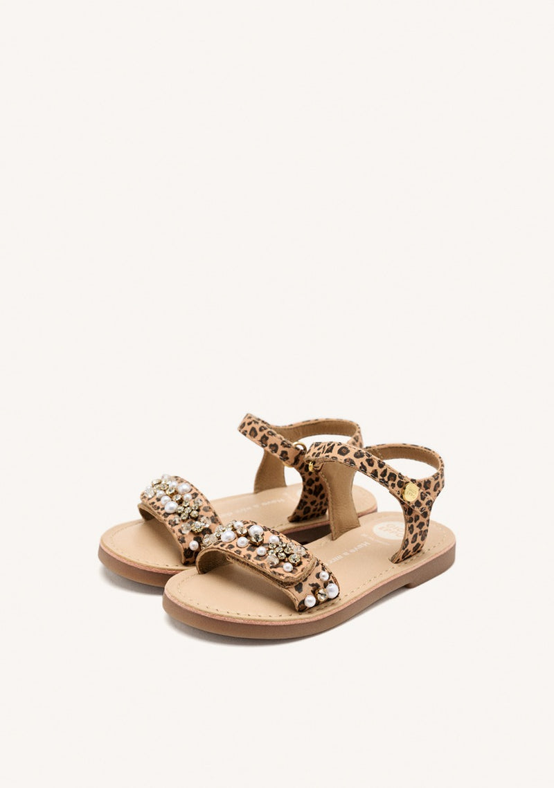 LEATHER SANDALS LEOPARD AND PEARL SKANAWAN