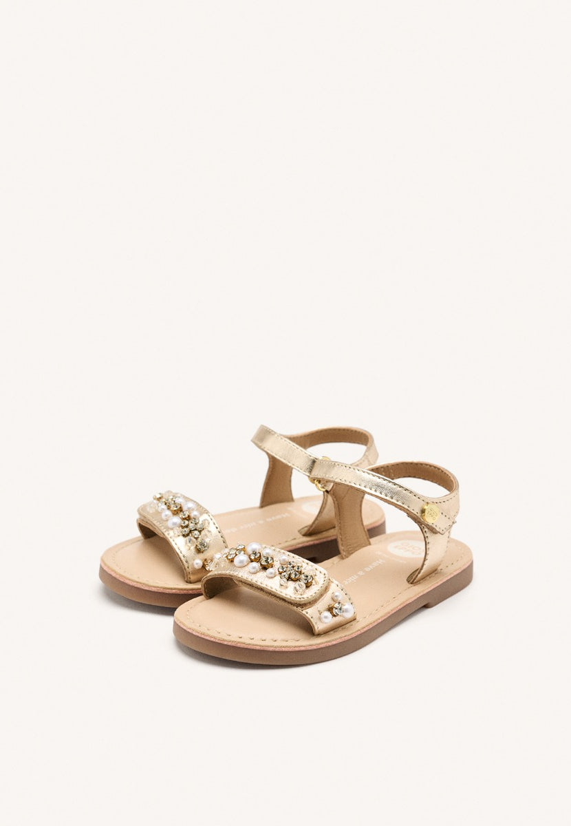 LEATHER SANDALS LEOPARD AND PEARL SKANAWAN