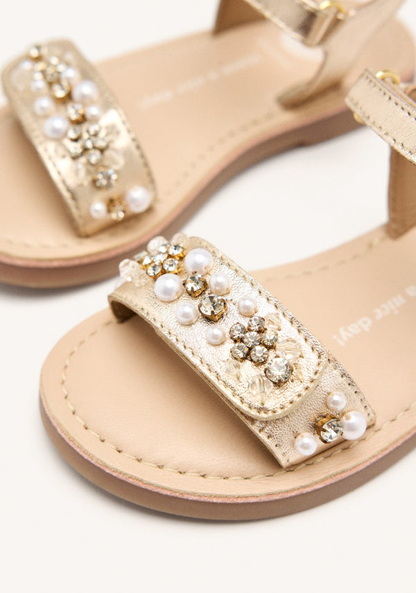 LEATHER SANDALS LEOPARD AND PEARL SKANAWAN