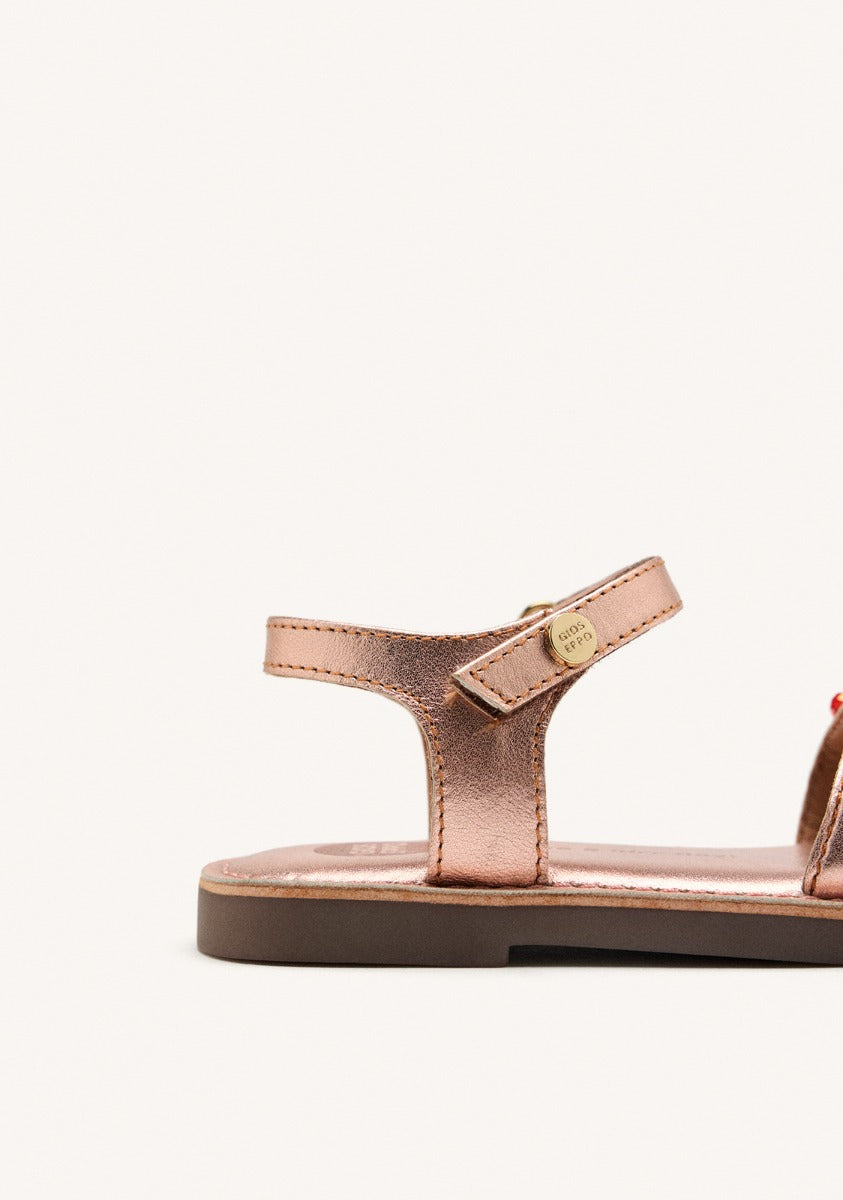 METALLIC LEATHER BEADED SANDALS FLAMBEAU