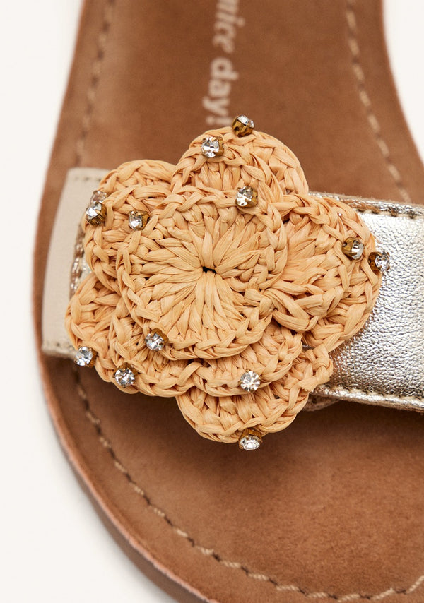 METALLIC LEATHER FLOWER SANDALS BUCHANAN