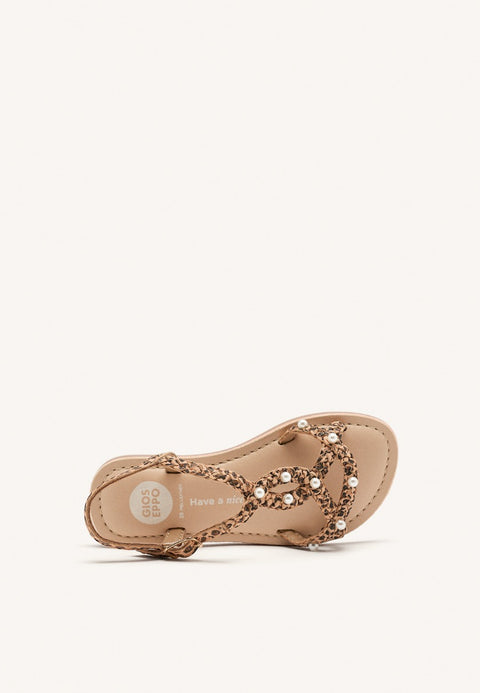 BRAIDED LEATHER PEARL SANDALS MARTELL