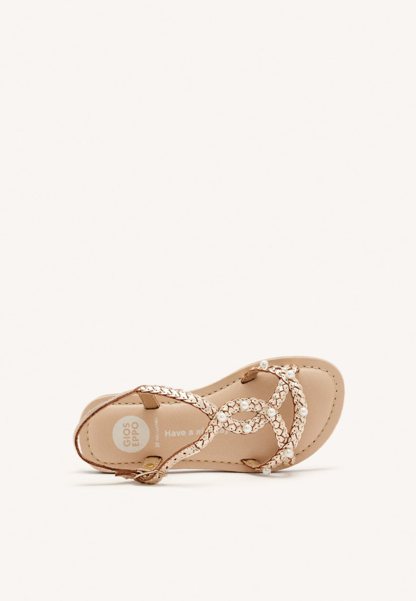 BRAIDED LEATHER PEARL SANDALS MARTELL