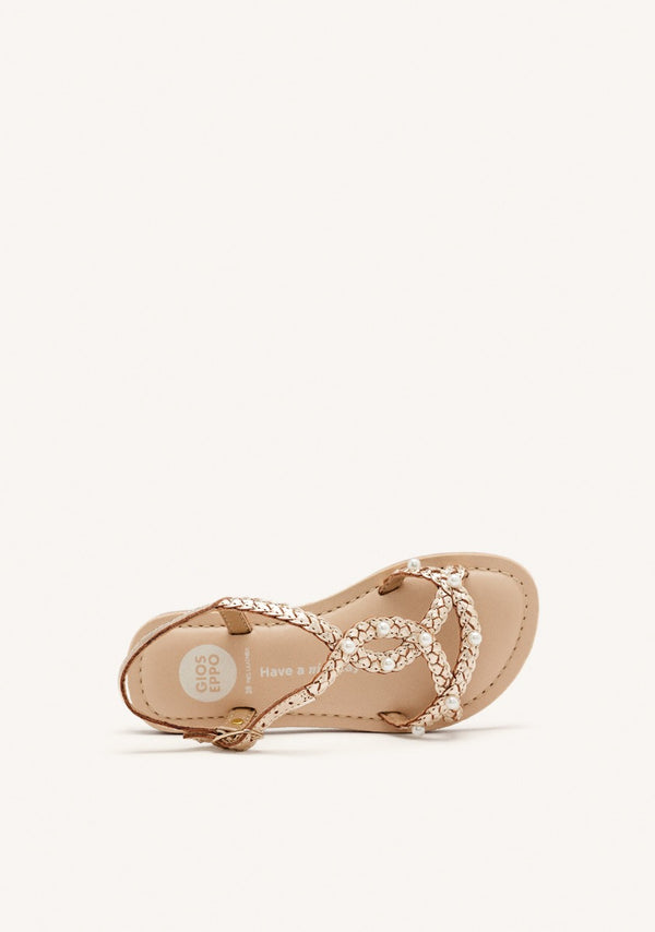 BRAIDED LEATHER PEARL SANDALS MARTELL
