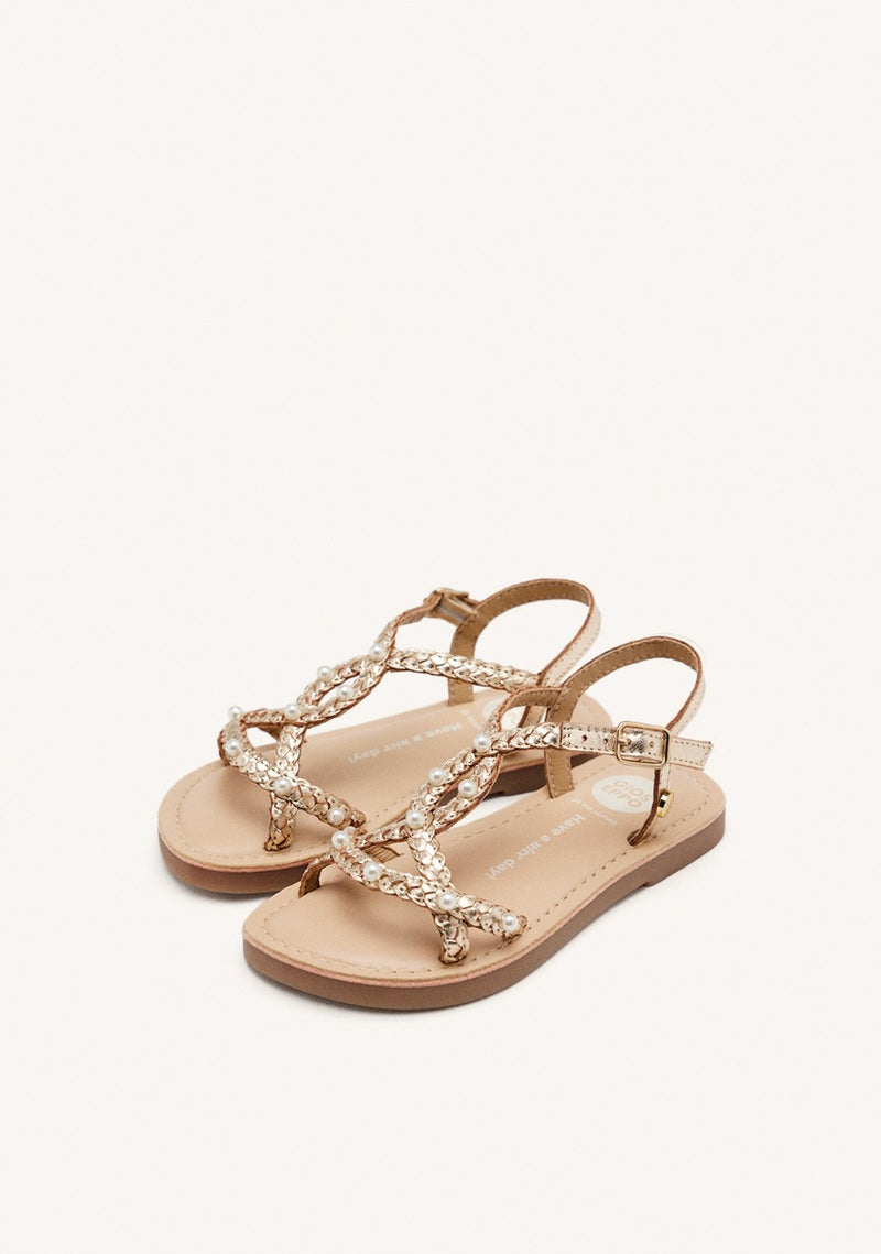 BRAIDED LEATHER PEARL SANDALS MARTELL