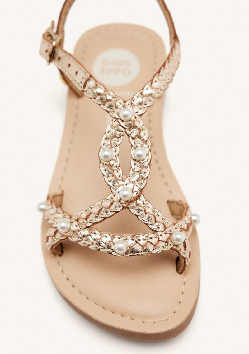 BRAIDED LEATHER PEARL SANDALS MARTELL