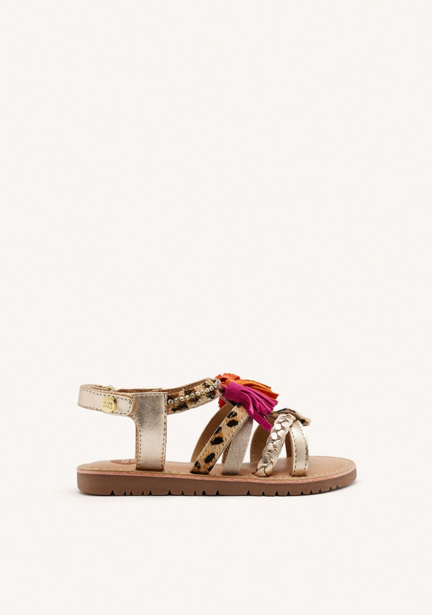 LEOPARD AND FRINGES SANDALS MEDFIELD