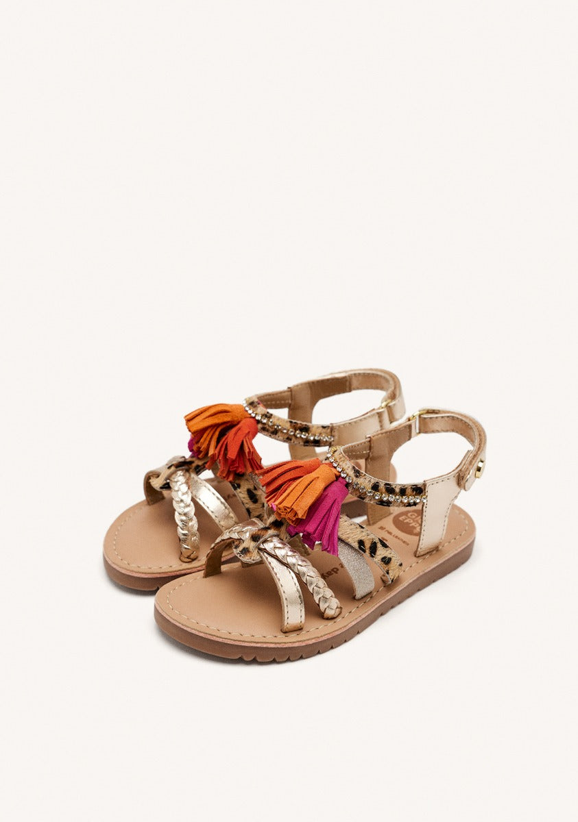 LEOPARD AND FRINGES SANDALS MEDFIELD