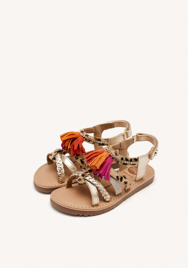 LEOPARD AND FRINGES SANDALS MEDFIELD