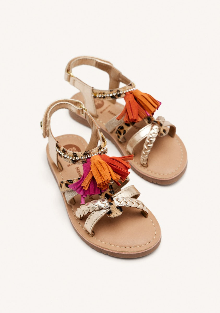 LEOPARD AND FRINGES SANDALS MEDFIELD