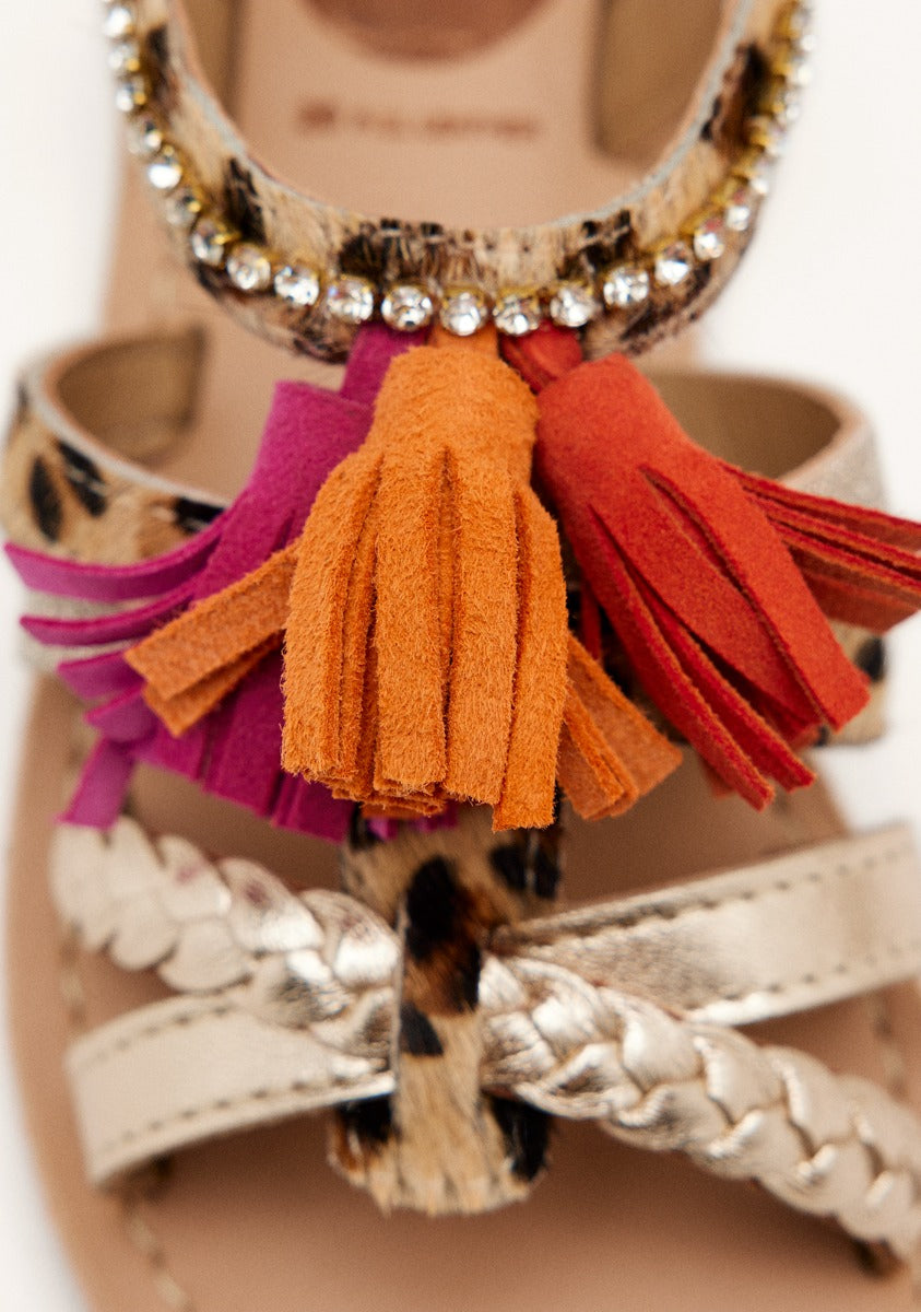 LEOPARD AND FRINGES SANDALS MEDFIELD
