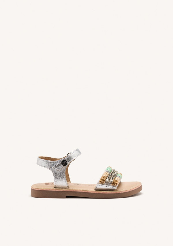 SANDALIAS ABALORIOS PIEL METALIZADA BURNETT