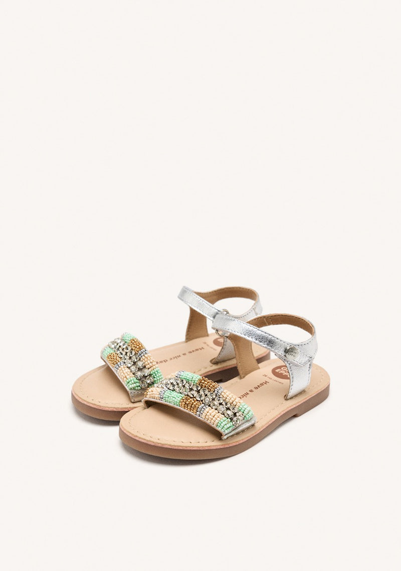 SANDALIAS ABALORIOS PIEL METALIZADA BURNETT