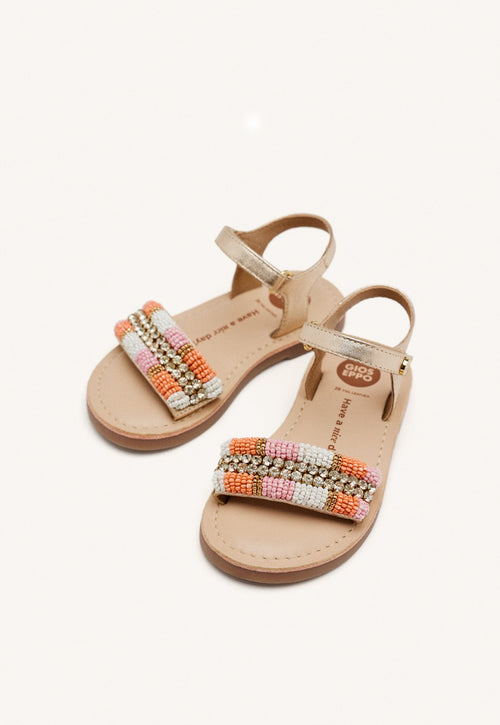 SANDALIAS ABALORIOS PIEL METALIZADA BURNETT