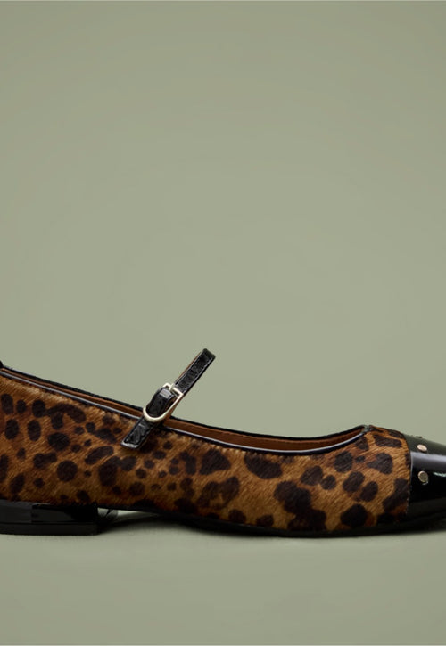 LEOPARD PRINT LEATHER BALLET FLATS SERED
