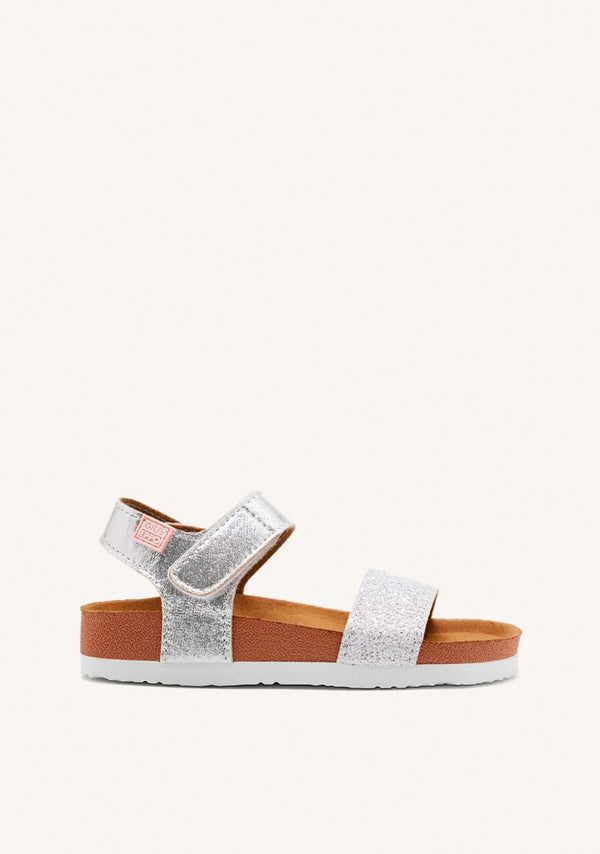 Silver flip flops with waterproof bio sole for girls MOERS
