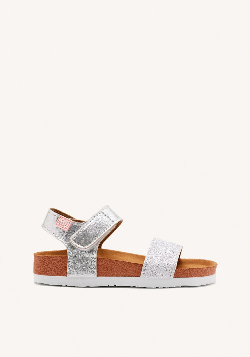 Silver flip flops with waterproof bio sole for girls MOERS